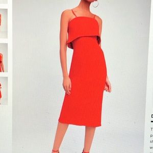 Marino red convertible midi flounce dress
